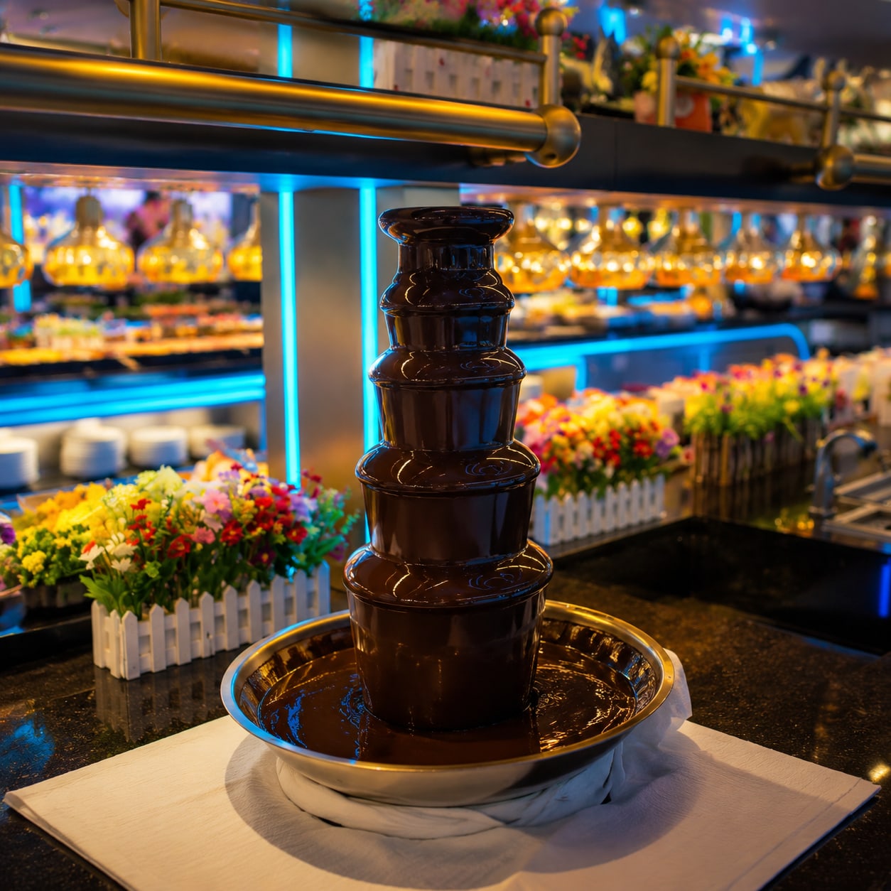 Fontaine chocolat et buffet dessert chez Okito 51